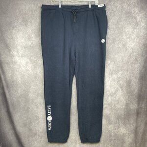 NWT Salty Crew Joggers Mens XXL Navy Spellout Drawstring Workout Casual Pocket